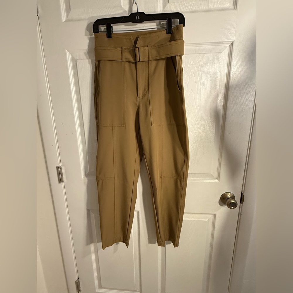Banana Republic Women's Tan Cropped Belted Trousers